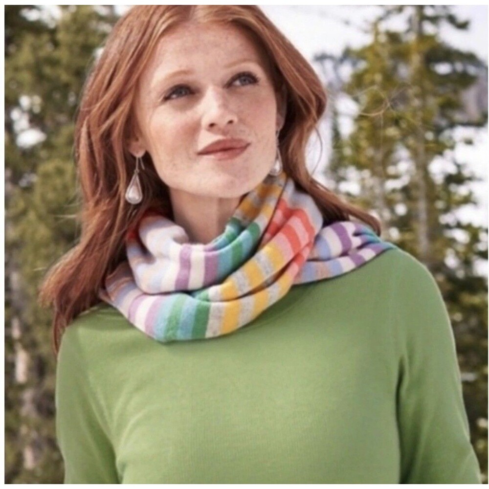 Sundance Striped Infinity Scarf Multi Color Merino Wool Cashmere Blend One Size